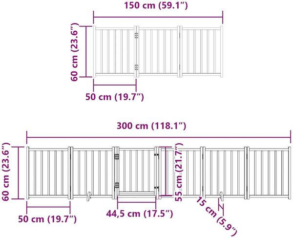 vidaXL 9-tlg. Hundetor mit Tür Faltbar Braun 450 cm Pappelholz 3155715 Bild 12
