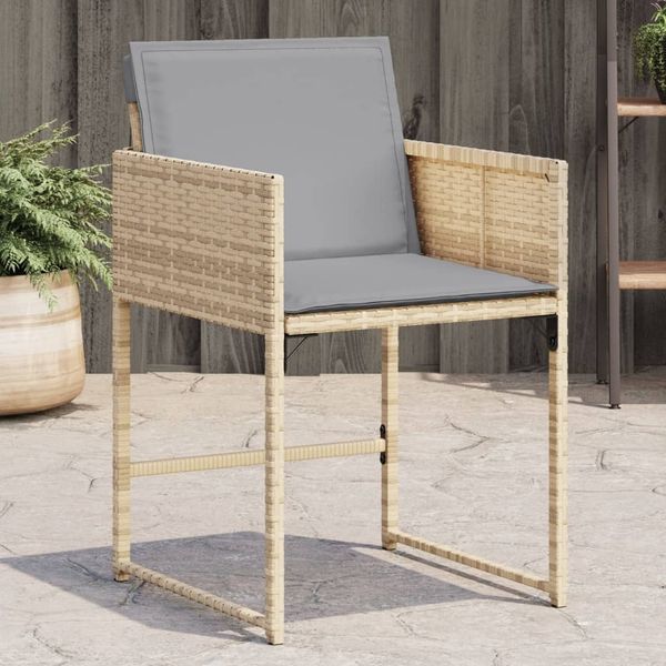 vidaXL Gartenstühle mit Kissen 4 Stk. Beigemischung Poly Rattan 4007481