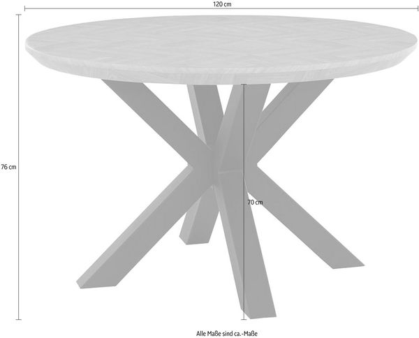 Jockenhöfer Gruppe Esstisch Oakland, rund, 120cm ø, Parkettoptik, Metalluntergestell Bild 3