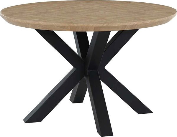 Jockenhöfer Gruppe Esstisch Oakland, rund, 120cm ø, Parkettoptik, Metalluntergestell Bild 2