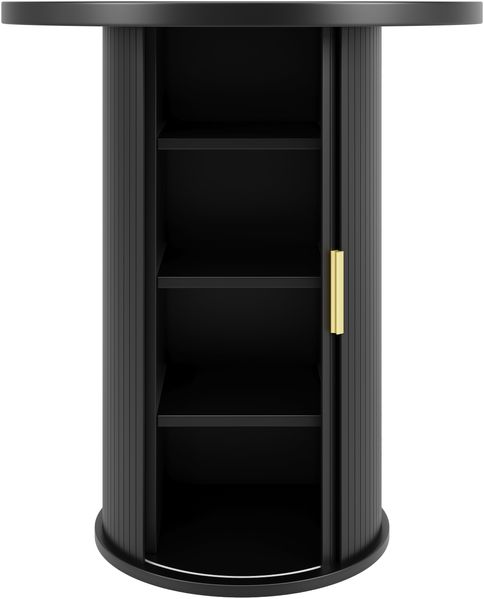 Runder Bartisch mit Stauraum, 91,6cm hoher Stehtisch mit Schrank, MDF Holzoptik, Belastbar bis 75kg, für Bar & Wohnzimmer Bild 8