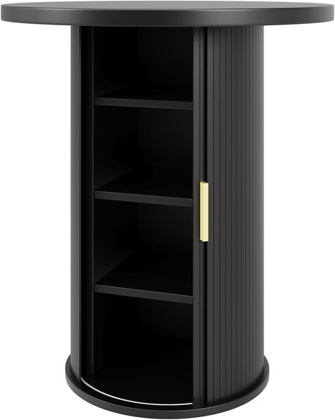 Runder Bartisch mit Stauraum, 91,6cm hoher Stehtisch mit Schrank, MDF Holzoptik, Belastbar bis 75kg, für Bar & Wohnzimmer Bild 9