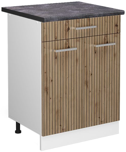 Küchenunterschrank R-Line Artisan-Eiche 60 cm mit Schublade, AP Anthrazit Vicco