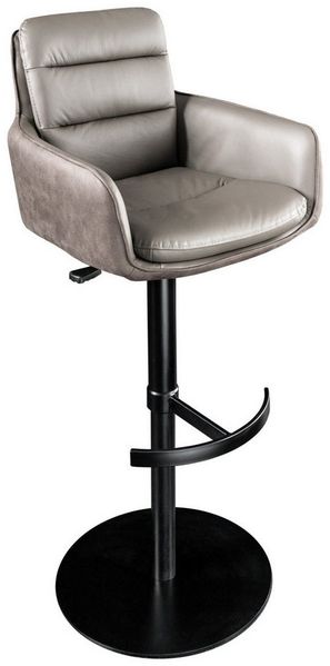 riess-ambiente Barhocker BIG GEORGE taupe - Echtleder, 360° drehbar, Metall-Fuß, mit Armlehne (Einzelartikel, 1 St), höhenverstellbar, mit Autoreturn & Fußablage – ideal für Deinen Tresen