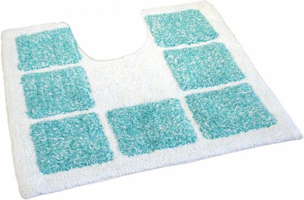 MESANA Badematte Karo Melange, Badvorleger, Badezimmer Teppich, Höhe 15 mm, rutschhemmend beschichtet, fußbodenheizungsgeeignet, Baumwolle, quadratisch, WC-Vorleger mit Ausschnitt, modernes Design, mit Bordüre, rechteckig & quadratisch erhältlich