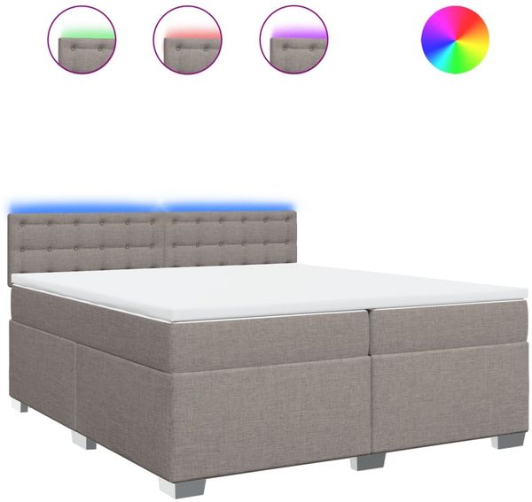 vidaXL Boxspringbett mit Matratze Taupe 200x200 cm Stoff 3288313 Bild 2
