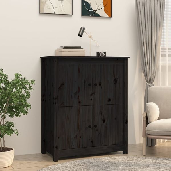 vidaXL Sideboard Schwarz 83 x 41,5 x 100 cm Massivholz Kiefer [821511]