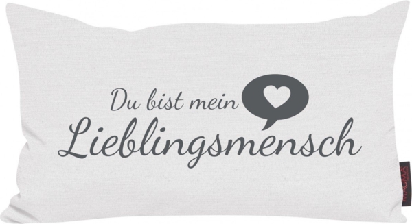 SCHÖNER LEBEN. Dekokissen Kissen Spruchkissen Zitate Lieblingsmensch 30x50cm weiß