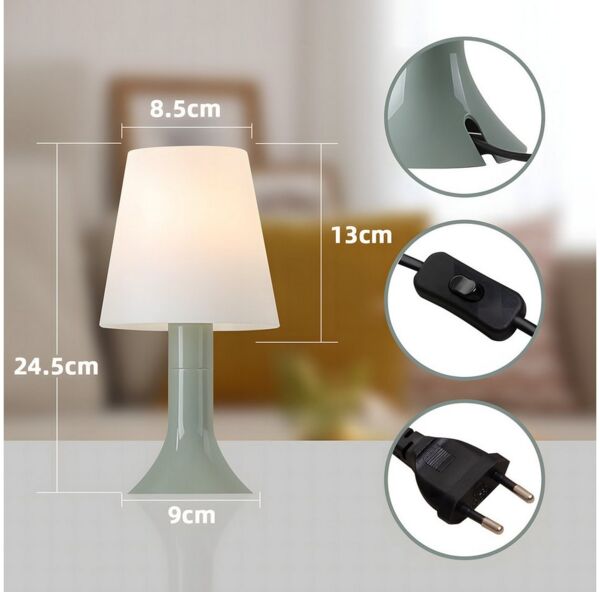 ZMH Tischleuchte mit Kabel - E14 Tischlampe 2ER Set Kleine Whonzimmerlampe Nachttisch, Einfache Installation, ohne Leuchtmittel, Moderne Landhausstil für Esstisch Schlafzimmer