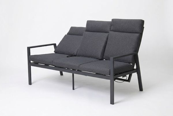 Gardissimo TURIN 3 Sitzer Gartenbank Gartenmöbel Sofa mit Alu-Gestell verstellbar