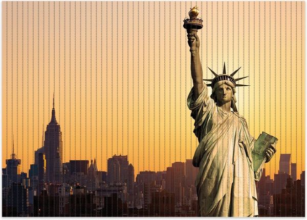 Wallario Schaum-Badematte Freiheitsstatue New York, Höhe 5.5 mm, rutschhemmend, geeignet für Fußbodenheizungen, Polymer-Schaum, rechteckig