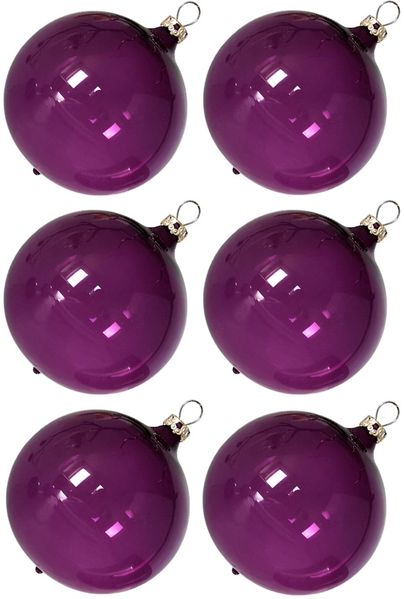 Weihnachtskugeln Set, 6 Kugeln Ø 8cm heide transparent, Thüringer Glas Weihnachtsschmuck