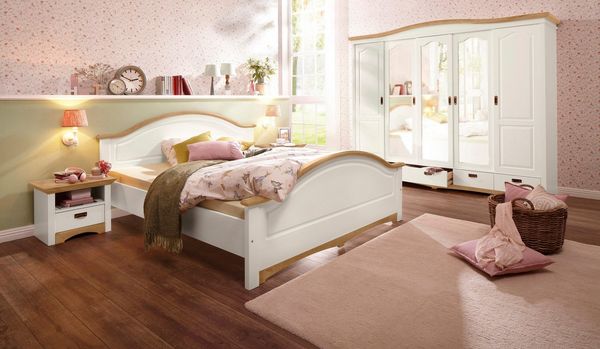 Home affaire Schlafzimmer-Set "Konrad", komplettes Schlafzimmer mit großem Schrank, (Set, 4-tlg, Kleiderschrank 5 türig mit Schubladen, 2 Nachttische, Bett 180x200cm), mit 5-trg. Kleiderschrank, Bett 180/200 cm und 2 Nachttischen
