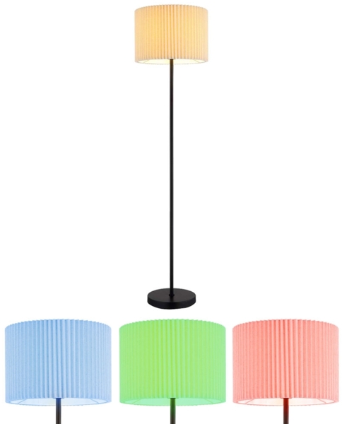 RGB LED Stehleuchte, Textil natur, schwarz, H 152 cm