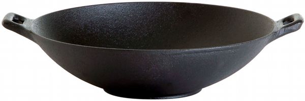 Gusseisenkuss® Gusseisenwok mit 2 Griffen Ø 25 cm Gusspfanne Gusseisen Wok