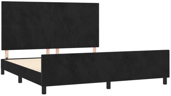 vidaXL Bettgestell mit Kopfteil Schwarz 160x200 cm Samt, Härtegrad: H2 [3125643] Bild 4