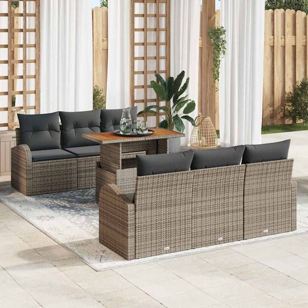 vidaXL Garten-Sofa-Set mit Kissen 7 pcs Grau 3349530