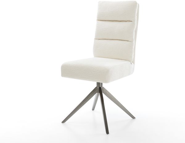 Drehstuhl Pela-Flex Bouclé Soft Beige Kreuzgestell breit Graphit 360° drehbar Wippfunktion Taschenfederkern