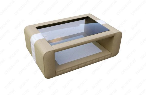 Designer Couchtisch Bellagio – Stilvolles Design - Büffelleder - Sandbeige-Weiß