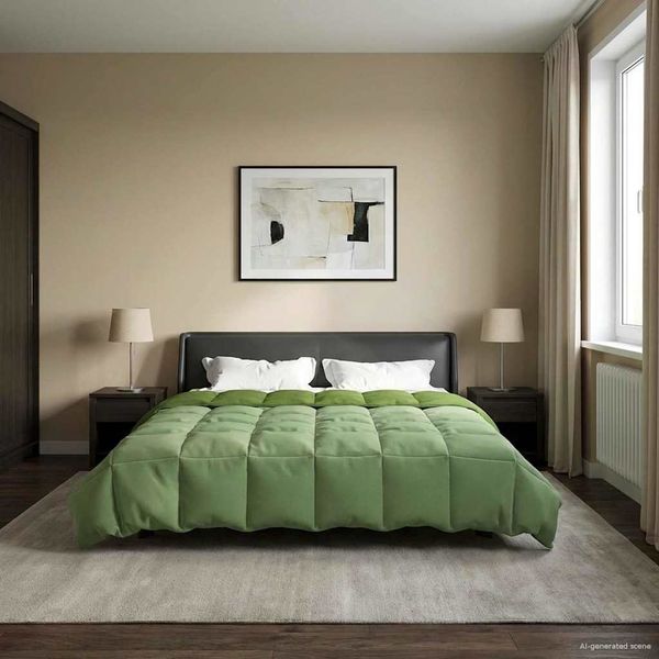 vidaXL Winterbettdecke Gepolstert Grün 240x260 cm Mikrofaser 42026132