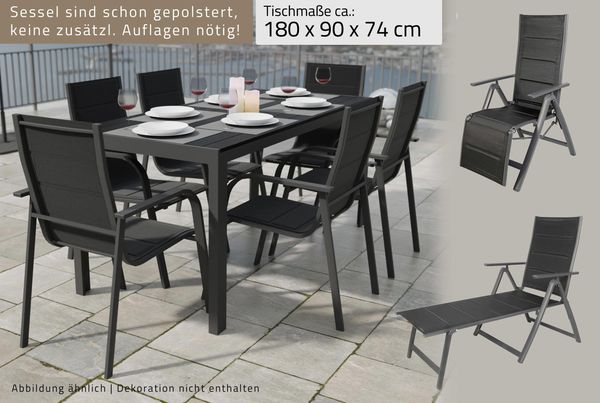 Alu Sitzgruppe Gartenset Gartensitzgruppe Gartenmöbel Set Essgruppe 9-teilig