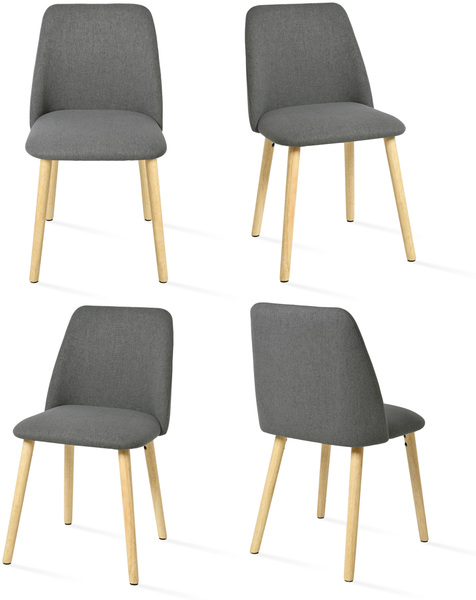 GOEURVANT 421 Esszimmerstühle 4er-Set, Webstoff - Dunkelgrau