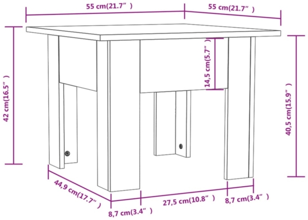 Couchtisch Schwarz 55 x 55 x 42 cm Spanplatte [810236] Bild 6