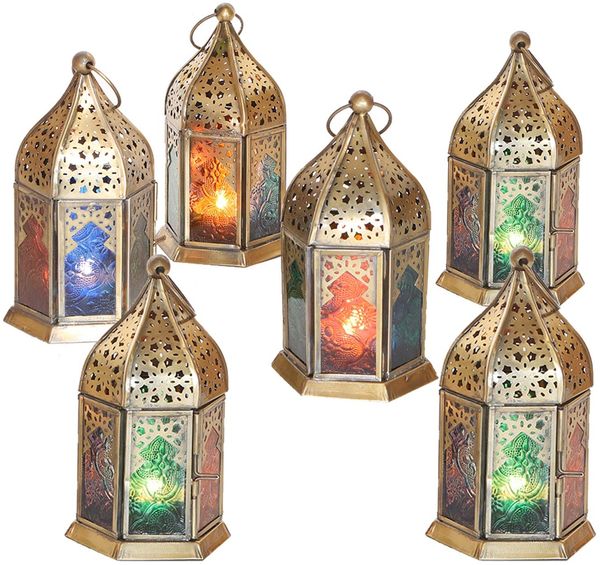 Orientalische Glas-Windlichter Nael Multifarbig 6er Set
