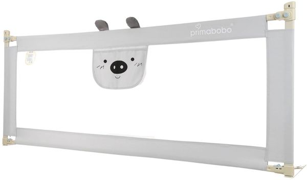 Primabobo® Bettschutzgitter für Kleinkinder und Babys, geeignet für Reisen und zu Hause, höhenverstellbar, robuster Metallrahmen mit weichem Schutzschaum, Rausfallschutz, Grey (160x68 cm)
