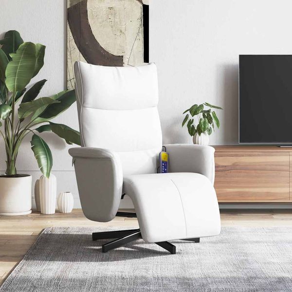 vidaXL Massagesessel mit Fußteil Weiß Kunstleder 356598