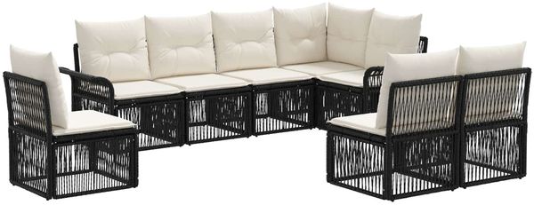 vidaXL Gartensofa-set 8 pcs Schwarz Poly-Rattan 3434845