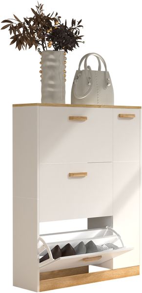 VCM Schuhschrank Halom 920450 Weiß H. 105 x B. 80 x T. 24 cm