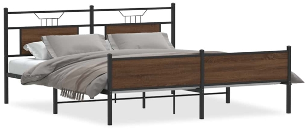 vidaXL Metallbett ohne Matratze Braun Eichen-Optik 160x200 cm 3325135