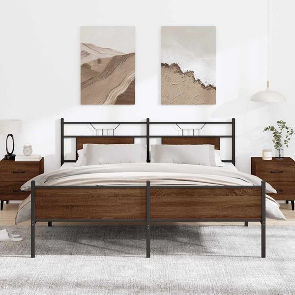 vidaXL Metallbett ohne Matratze Braun Eichen-Optik 160x200 cm 3325135