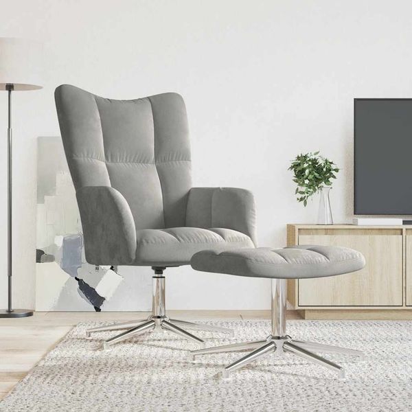 vidaXL Relaxsessel mit Hocker Hellgrau Samt [328128]