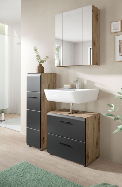 Badezimmer Kommode Cover in schwarz und Eiche 30 x 106 cm Bild 6