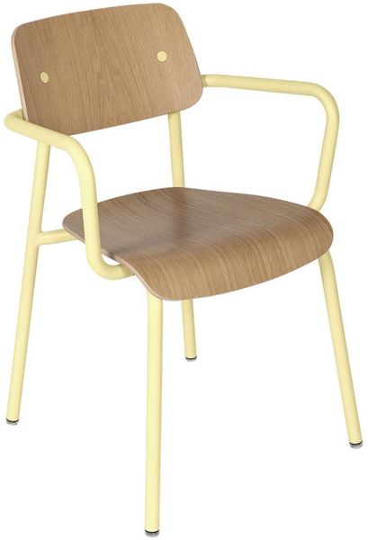 Studie Sessel Holz mit Armlehne Zitronensorbet