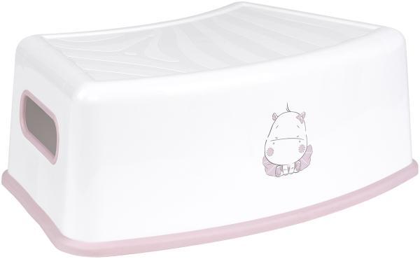 Kikkaboo Kinder Badhocker Hippo einstufiger Tritthocker, rutschfest, Griffraum rosa