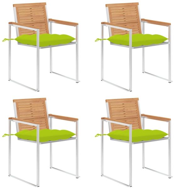 vidaXL Gartenstühle 4 Stk. mit Kissen Massivholz Teak 3078580