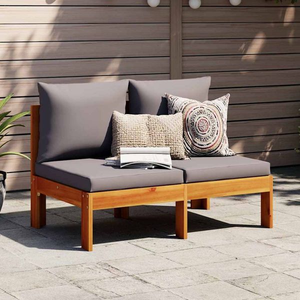 vidaXL Gartensofa ohne Armlehnen mit Kissen 2-Sitzer Massivholz Akazie 367631