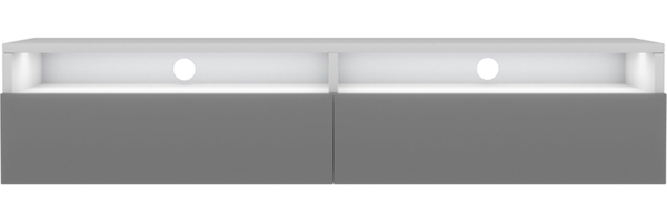 Selsey 'Rednaw' TV-Schrank mit zwei Schubladen, Mattweiß / Hochglanz Grau mit LED, 140 cm