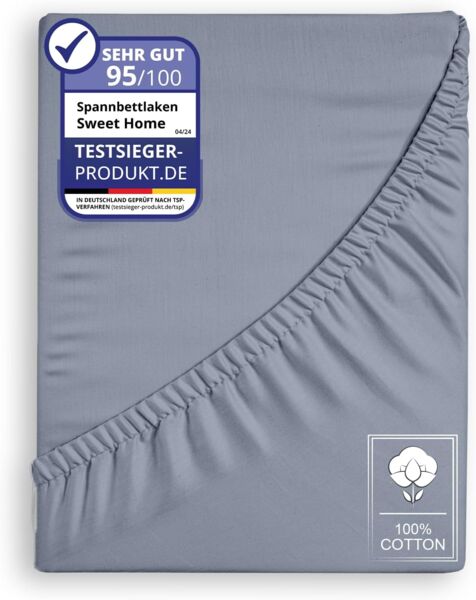 Spannbettlaken Jersey 90x200cm 100% Baumwolle Boxspringbetten und alle Betten bis 25 cm Grau