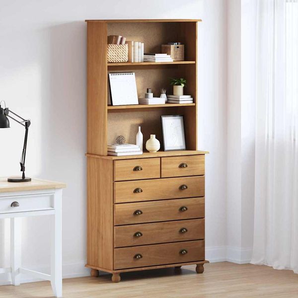 vidaXL Hutch ASKIM Honigwachs 91 x 40 x 200,5 cm Massives Kiefernholz 3334640