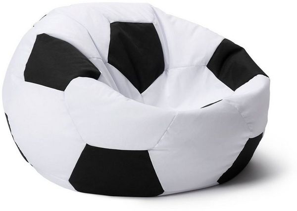 Lumaland Fußball Sitzsack, Polyester Weiß / Schwarz, Ø: 90 cm