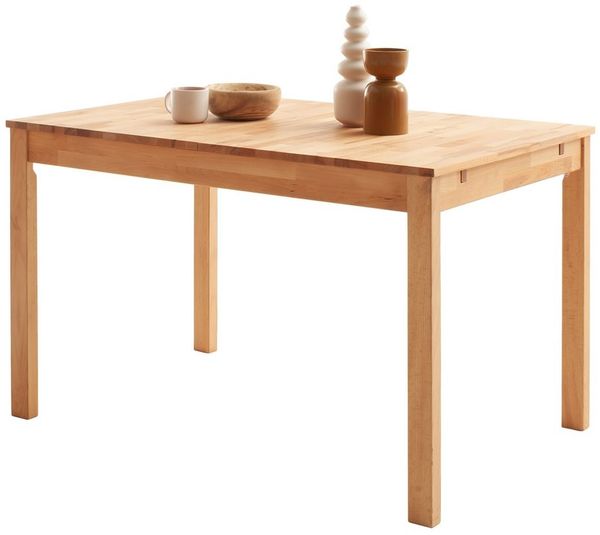 Massivart® Esstisch ausziehbar 125 - 165 cm / Massivholz geölte Kernbuche »VARIUS«, 40 cm Einlegeplatte • keilgezinkte Lamellen
