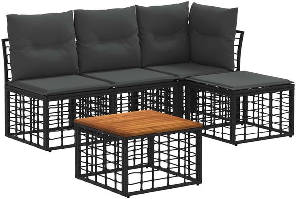 vidaXL Outdoor-Sofagarnitur 5 pcs Schwarz und Dunkelgrau Polyester 3437449