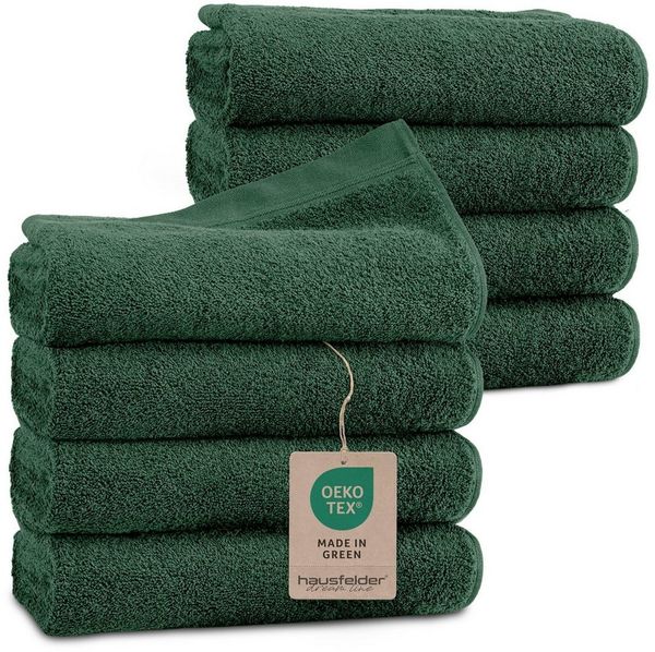 Hausfelder Handtücher Handtuch 8er Set, 100% Baumwolle, Dunkelgrün, 8 Handtücher 50x100cm, Baumwollfrottee (8-St), hautfreundlich, saugstark,100% Baumwolle