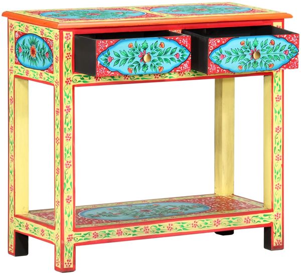 Konsolentisch, Beistelltisch, Konsole Handbemalt 80×35×75 cm Mango Massivholz