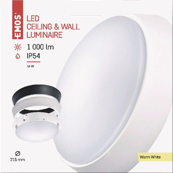 EMOS - LED-Wand-/Deckenleuchte, rund, austauschbarer Rahmen - wasserdicht - warmweiß - 1000 lm - 14 W (statt 70W Glühbirne) - 25 000 Std. - Abstrahlwinkel 120° - für Außenbereich - Ø21,5 cm