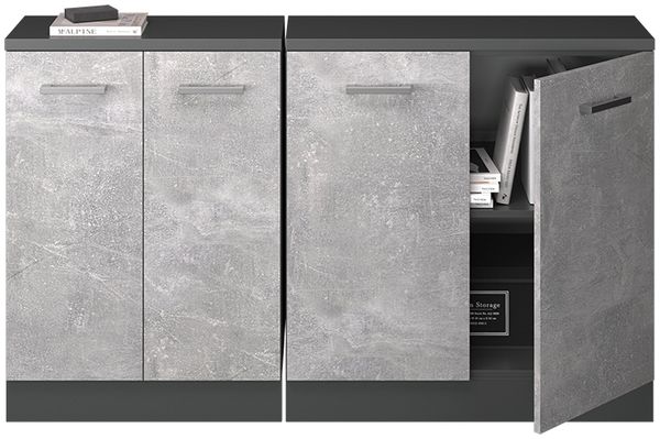Küchenschrank für Dachschrägen R-Line Beton 140 cm 2er Set Schrankkorpuss 60 cm Tiefe Vicco Bild 5